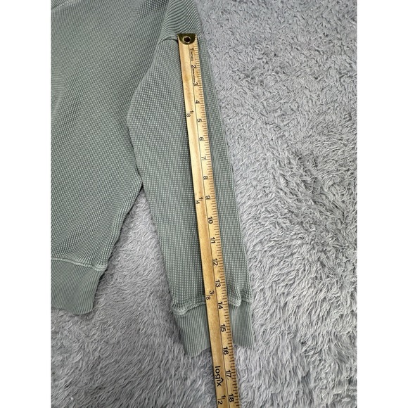 Madewell Waffle Knit Boxy Sweatshirt Tee V Neck Shirt Cozy‎ Green Size XS - Picture 5 of 7